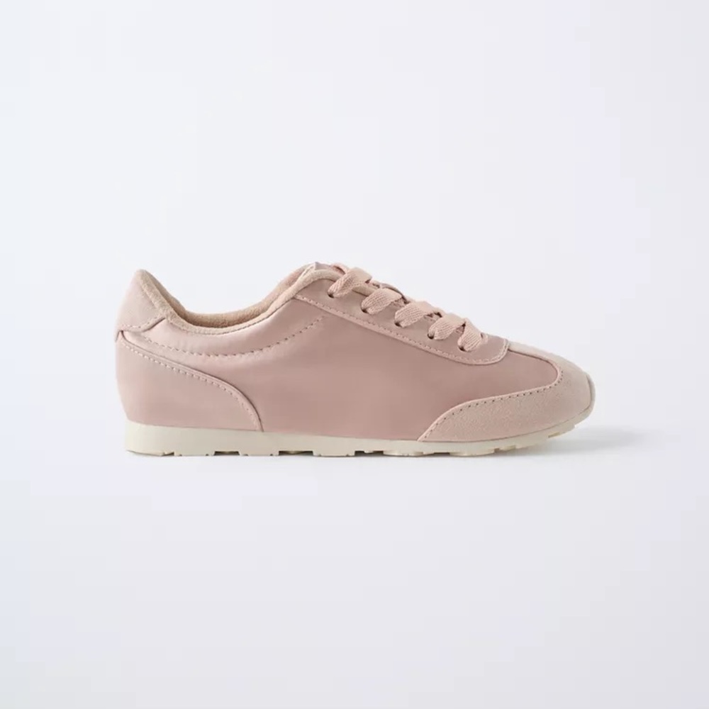 ZARA • GIRLS PASTEL BABY PINK SATIN BALLET SLIPPER STYLE SNEAKERS 33 2